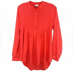 Sundance Orange Coral Colored Crepe Peasant Blouse
